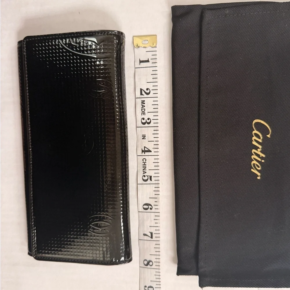 Cartier Glossy Patent Black Leather ‘Happy Birthday’ Long Wallet